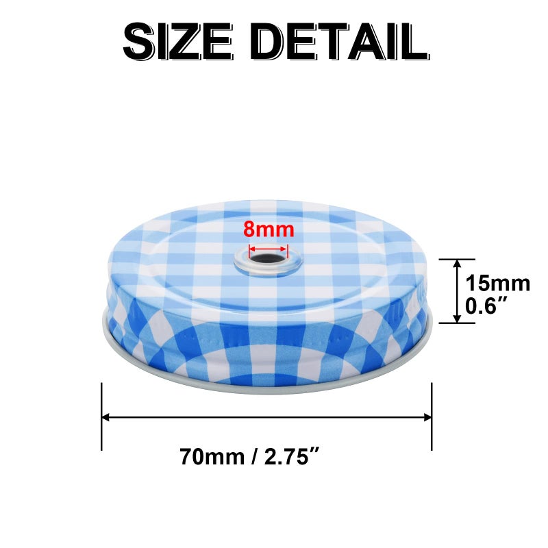 Cosmos 8 Pcs Regular Mouth Mason Jar Lids Decorative Metal Jar Lids Compatible with Mason Jars Canning Jars, Straw Hole Design in Assorted 4 Colors - Image 2